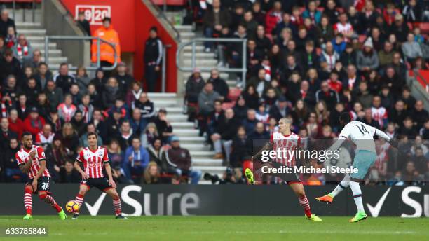 Pedro Obiang of West Ham United scores his sides second goal during the Premier League match between Southampton and West Ham United at St Mary's...