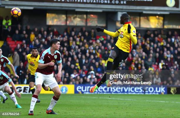 Baye Niang of Watford scores his sides second goal during the Premier League match between Watford and Burnley at Vicarage Road on February 4, 2017...