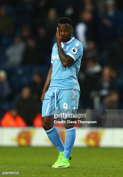 Saido Berahino of Stoke City reacts during the Premier League match between West Bromwich Albion and Stoke City at The Hawthorns on February 4, 2017...