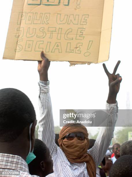 Nigeriens march against corruption and maladministration during anti-government demonstration in Niamey, capital of Niger on February 04, 2017.