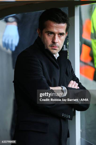 Marco Silva head coach / manager of Hull City during the Premier League match between Hull City and Liverpool at KCOM Stadium on February 4, 2017 in...