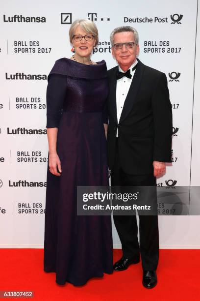 Martina de Maiziere and Thomas de Maiziere attend the German Sports Gala 'Ball des Sports 2017' on February 4, 2017 in Wiesbaden, Germany.