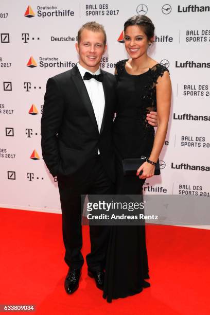 Fabian Hambuechen and his girlfriend Marcia Ev attend the German Sports Gala 'Ball des Sports 2017' on February 4, 2017 in Wiesbaden, Germany.