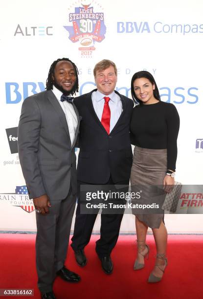 Football player Aaron Jones and sports agent/event host Leigh Steinberg attend the 30th Annual Leigh Steinberg Super Bowl Party on February 4, 2017...