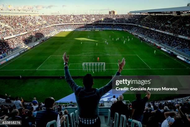 Tenerife fan protests during the La Liga second league at Estadio Heliodoro Rodriguez Lopez on February 4, 2017 in Santa Cruz de Tenerife, Spain.