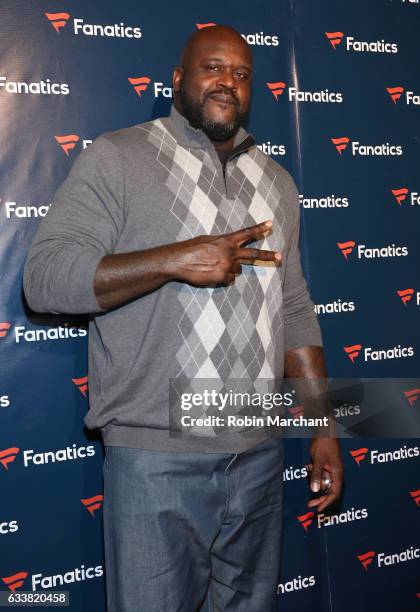 Former NBA player Shaquille O'Neal arrives for the Fanatics Super Bowl Party at Ballroom at Bayou Place on February 4, 2017 in Houston, Texas.