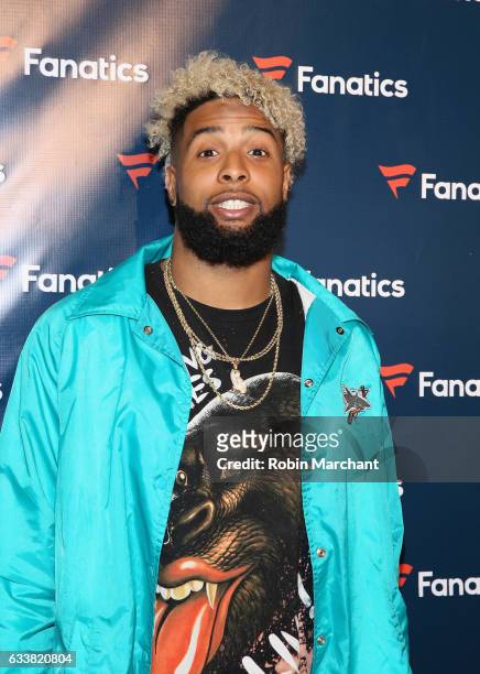 Player Odell Beckham Jr. Arrives for the Fanatics Super Bowl Party at Ballroom at Bayou Place on February 4, 2017 in Houston, Texas.