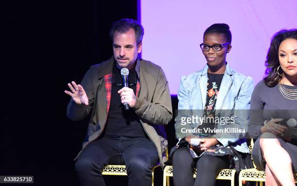 Writer Craig Wright speaks on stage during Q&A for "Greenleaf" on Day Three of aTVfest 2017 presented by SCAD at SCADshow, Stage 2 on February 4,...