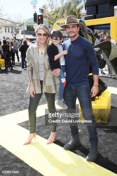Monica Fonseca, Joaquin Raba Fonseca, and Juan Pablo Raba attend the Premiere of Warner Bros. Pictures' "The LEGO Batman Movie" at the Regency...
