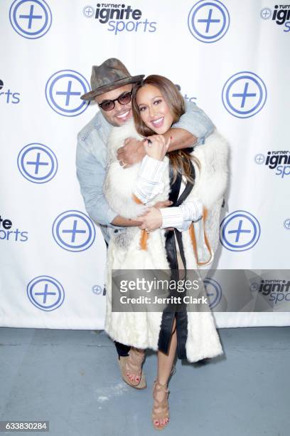 Singers Israel Houghton and Adrienne Bailon attend Turner Ignite Sports Luxury Lounge on February 4, 2017 in Houston, Texas.