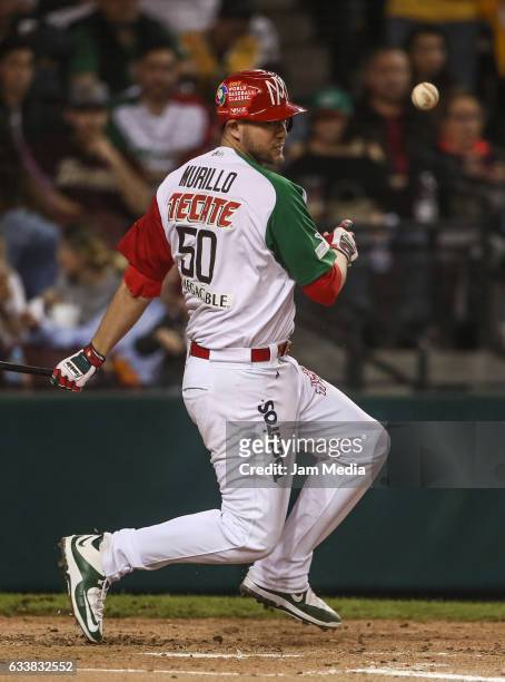 Agustin Murillo of Mexico hits the ball during a game between Aguilas de Mexicali of Mexico and Aguilas de Zulia of Venezuela in the Baseball...