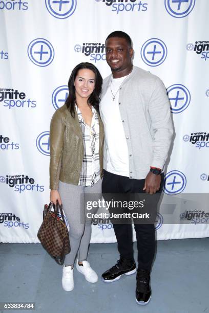 Ashley Daniels and NFL player David King attend Turner Ignite Sports Luxury Lounge on February 4, 2017 in Houston, Texas.