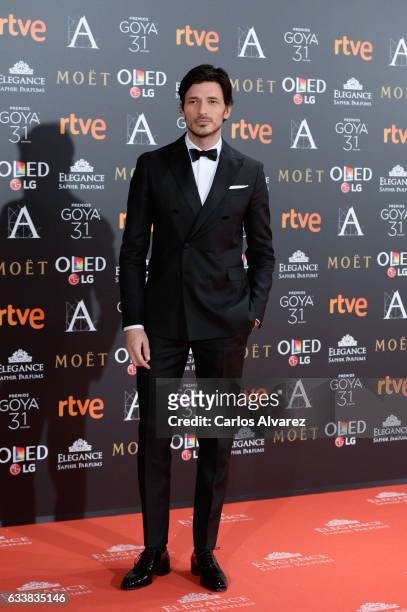 Andres Velencoso attends Goya Cinema Awards 2017 at Madrid Marriott Auditorium on February 4, 2017 in Madrid, Spain.