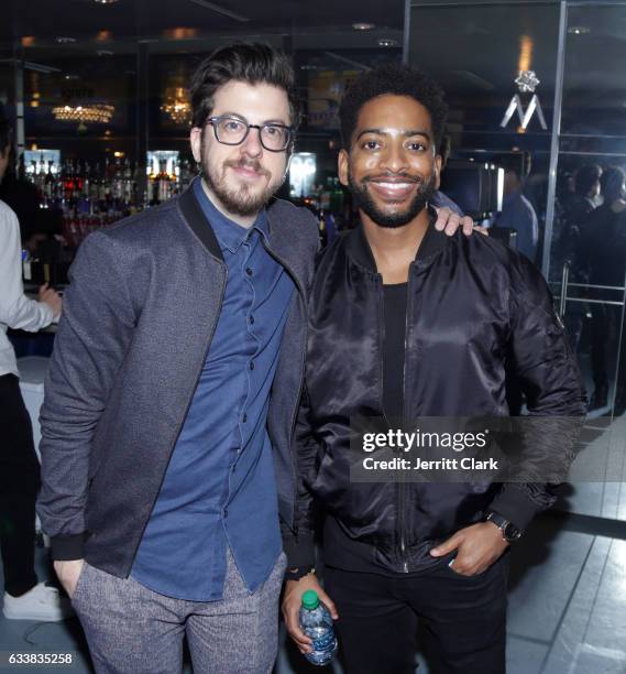 Actors Christopher Mintz-Plasse and Shaun Brown attend Turner Ignite Sports Luxury Lounge on February 4, 2017 in Houston, Texas.