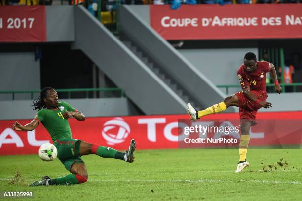 Bernard Tekpetey and Bakary Kone during the 2017 Africa Cup of Nations 3rd place match in Port Gentile, Gabon on 4/2/2017