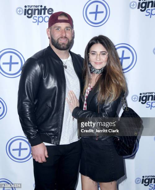 Player Chase Daniel and Hillary Daniel attend Turner Ignite Sports Luxury Lounge on February 4, 2017 in Houston, Texas.