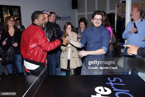 Actors Anthony Anderson and Christopher Mintz-Plasse attend Turner Ignite Sports Luxury Lounge on February 4, 2017 in Houston, Texas.