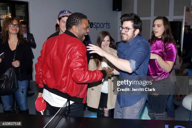 Actors Anthony Anderson and Christopher Mintz-Plasse attend Turner Ignite Sports Luxury Lounge on February 4, 2017 in Houston, Texas.