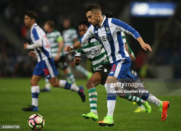 PortoÕs defender from Brazil Alex Telles in action during the Primeira Liga match between FC Porto and Sporting CP at Estadio do Dragao on February...