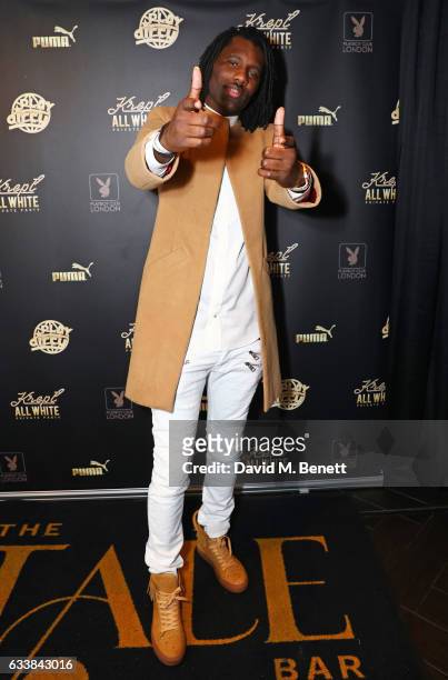 Wretch 32 attends Krept's all white attire private birthday party at The Playboy Club on February 4, 2017 in London, England.