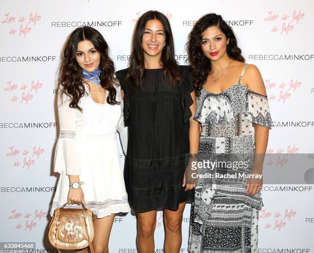 Actress Victoria Justice, designer Rebecca Minkoff and Model Camila Alves attended designer Rebecca Minkoffs Spring 2017 See Now, Buy Now Fashion...