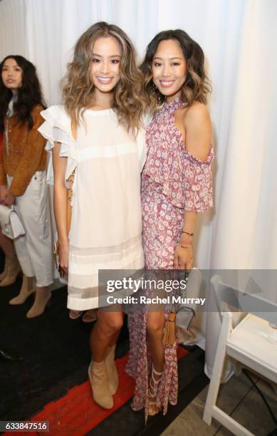 Actress Jamie Chung and Aimee Song attended designer Rebecca Minkoffs Spring 2017 See Now, Buy Now Fashion Show at The Grove on February 4, 2017...