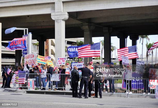 Demonstrators against President Donald Trump's Muslim Ban come together at Los Angeles International Airport, in Los Angeles, California, United...