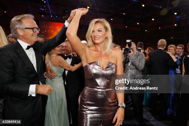 Werner E. Klatten and Franziska van Almsick dance during the German Sports Gala 'Ball des Sports 2017' on February 4, 2017 in Wiesbaden, Germany.