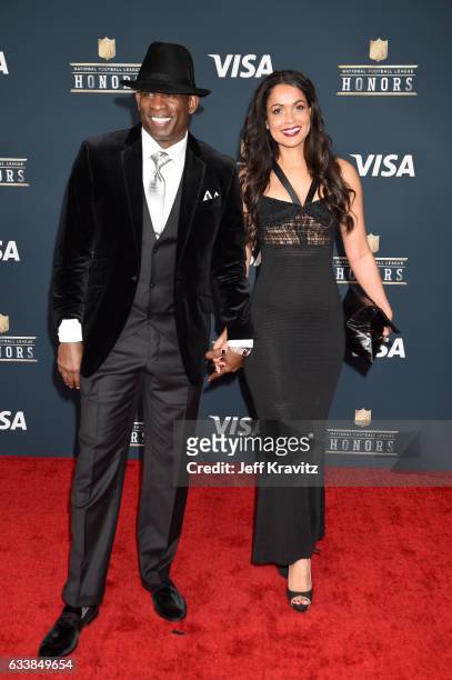 Former NFL player Deion Sanders and Tracey Edmonds attend 6th Annual NFL Honors at Wortham Theater Center on February 4, 2017 in Houston, Texas.