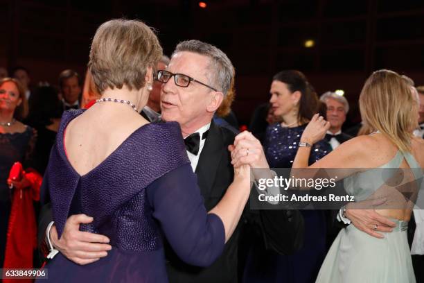 Martina de Maiziere and Thomas de Maiziere dance during the German Sports Gala 'Ball des Sports 2017' on February 4, 2017 in Wiesbaden, Germany.