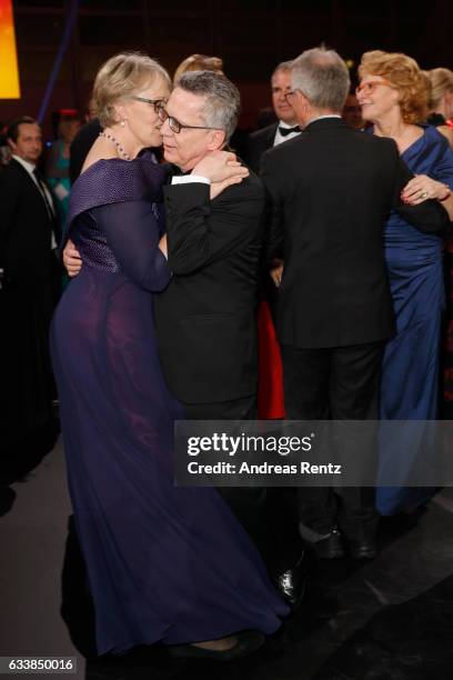 Martina de Maiziere and Thomas de Maiziere dance during the German Sports Gala 'Ball des Sports 2017' on February 4, 2017 in Wiesbaden, Germany.