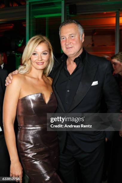 Franziska van Almsick and partner Juergen B. Harder attend the German Sports Gala 'Ball des Sports 2017' on February 4, 2017 in Wiesbaden, Germany.