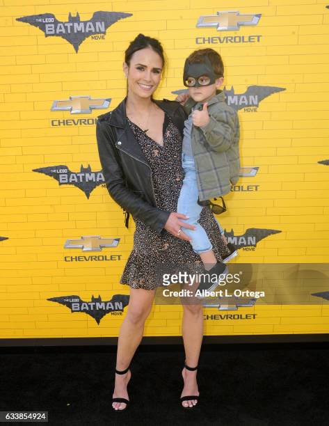 Actress Jordana Brewster and son Julian Form-Brewster arrive for the Premiere Of Warner Bros. Pictures' "The LEGO Batman Movie" held at Regency...