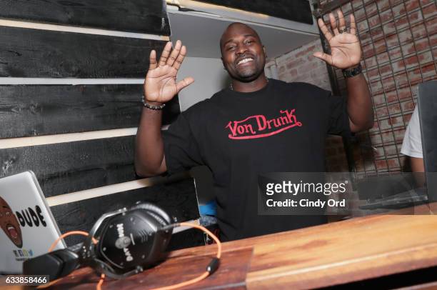 Dat Dude Marcellus Wiley attends the Thuzio Executive Club and Rosenhaus Sports Representation Party at Clutch Bar during Super Bowl Weekend, on...