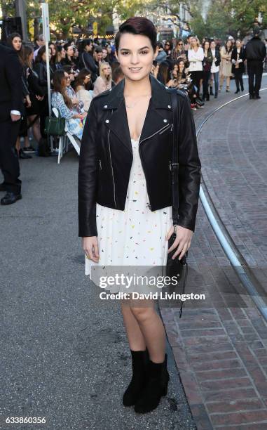 Actress Brianna Hildebrand attends Rebecca Minkkoff's "See Now, Buy Now" fashion show at The Grove on February 4, 2017 in Los Angeles, California.