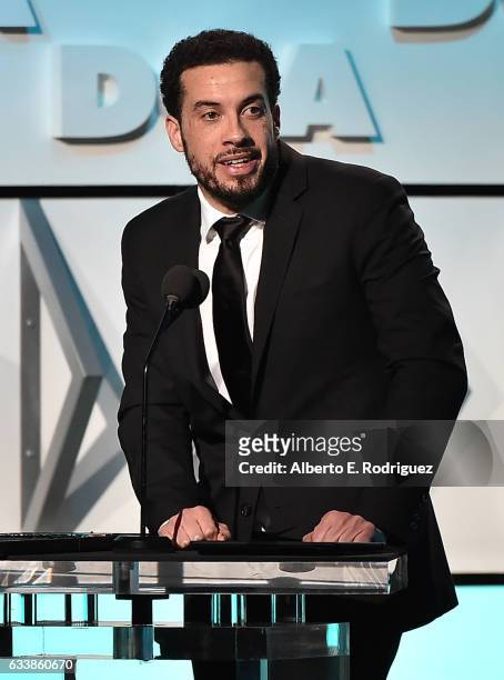 Director Ezra Edelman accepts the Outstanding Directorial Achievement in Documentary for 2016 award for 'O.J.: Made in America' onstage during the...