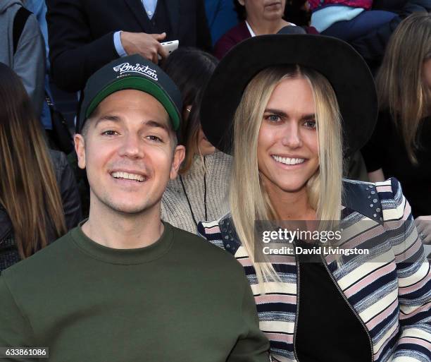 News anchor Jason Kennedy and wife fashion blogger/model Lauren Scruggs attend Rebecca Minkkoff's "See Now, Buy Now" fashion show at The Grove on...