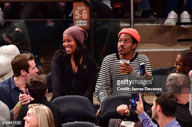 Regina King and Ian Alexander Jr. Attend Cleveland Cavaliers Vs. New York Knicks game at Madison Square Garden on February 4, 2017 in New York City.