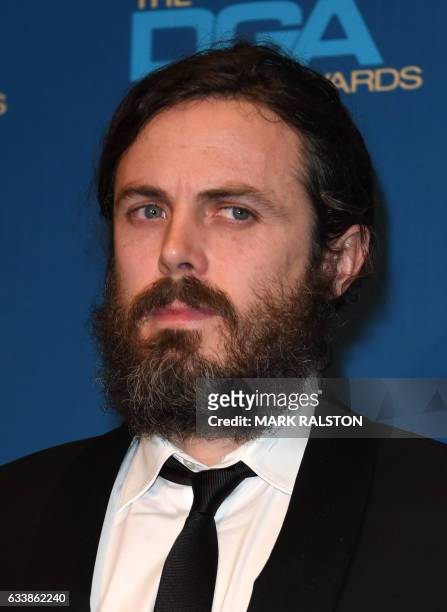 Actor Casey Affleck poses in the press room during the 69th Annual Directors Guild Awards , February 4, 2017 in Beverly Hills, California. / AFP /...