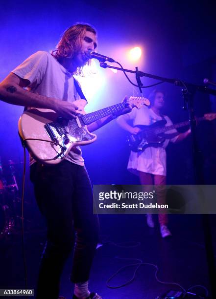 Singer Taylor Hecocks of the band King Shelter performs onstage at The Echo on February 4, 2017 in Los Angeles, California.