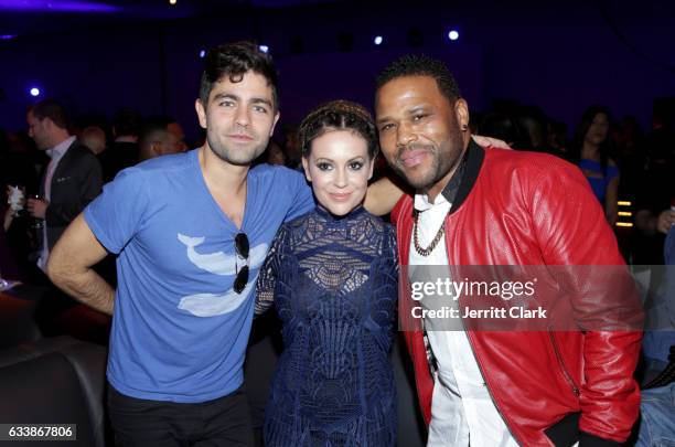 Actors Adrian Grenier, Alyssa Milano, and Anthony Anderson at the Rolling Stone Live: Houston presented by Budweiser and Mercedes-Benz on February 4,...