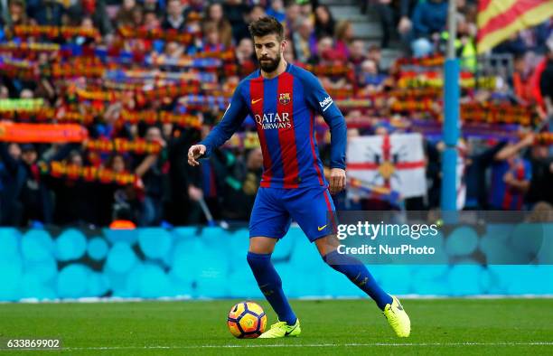 Gerard Pique during La Liga match between F.C. Barcelona v Athletic Club, in Barcelona, on February 04, 2017.