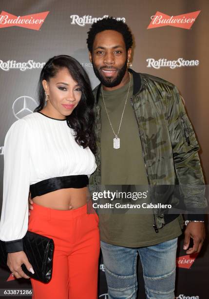 Player Antonio Cromartie and Terricka Cason at the Rolling Stone Live: Houston presented by Budweiser and Mercedes-Benz on February 4, 2017 in...