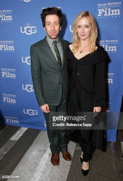 Jocelyn Towne and actor Simon Helberg attends the Virtuosos Award presented by UGG during the 32nd Santa Barbara International Film Festival at the...
