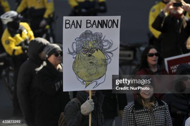 An estimated 5.000 gather at Thomas Paine Plaza in Center City Philadelphia, PA ahead of a March for Humanity, on February 4th, 2017.