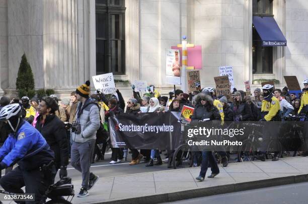 In protest of the Donald Trump Presidency an estimated 5.000 participate in the March for Humanity, in Philadelphia, PA, on February 4th, 2017.