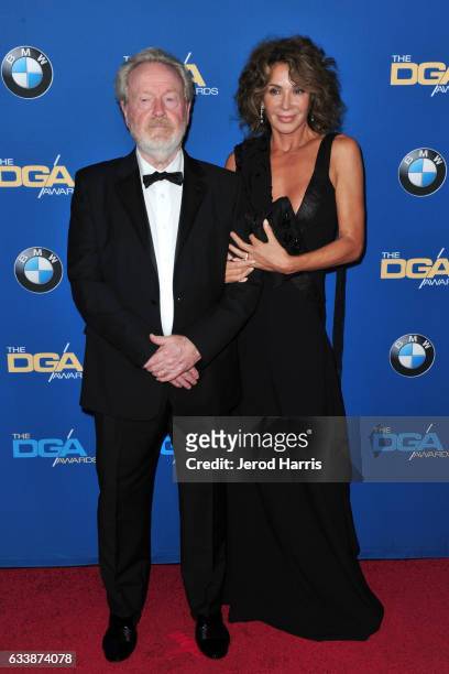 Sir Ridley Scott and Giannina Facio arrives at the 69th Annual Directors Guild of America Awards at The Beverly Hilton Hotel on February 4, 2017 in...