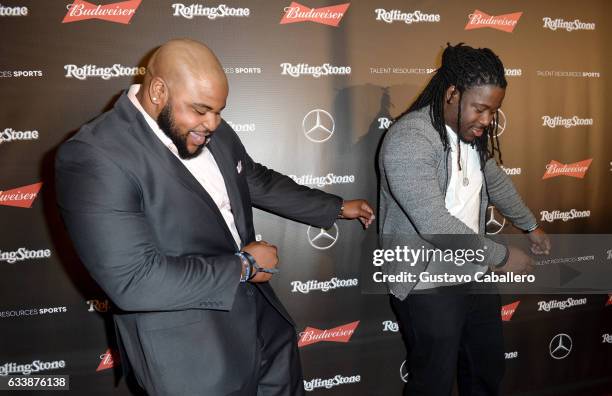 Players Brandon Williams and Eddie Lacy at the Rolling Stone Live: Houston presented by Budweiser and Mercedes-Benz on February 4, 2017 in Houston,...