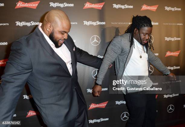 Players Brandon Williams and Eddie Lacy at the Rolling Stone Live: Houston presented by Budweiser and Mercedes-Benz on February 4, 2017 in Houston,...