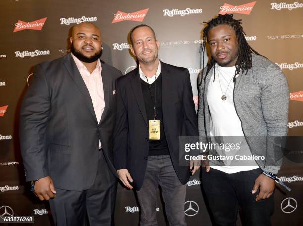 Player Brandon Williams, Co-owner Talent Resources Sports David Spencer, and NFL player Eddie Lacy at the Rolling Stone Live: Houston presented by...